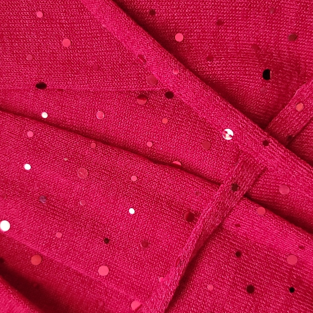 Dress New Holiday S 5T Red 3/4 sleeve red Sparkle w/ 3 button tie back. Holiday - Picture 10 of 10